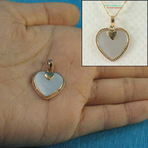 14k Yellow Gold Heart Love Mother of Pearl Pendant