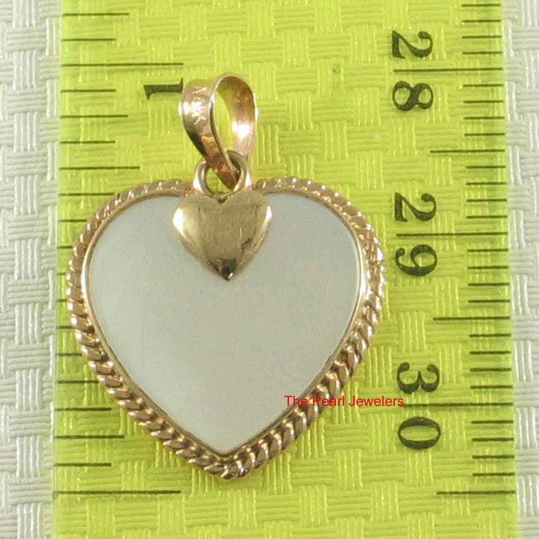 14k Yellow Gold Heart Love Mother of Pearl Pendant