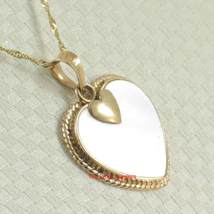 14k Yellow Gold Heart Love Mother of Pearl Pendant
