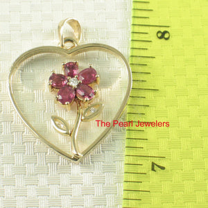 14k Yellow Gold Heart Ruby & Diamond Pendant