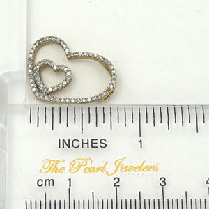 14k Yellow Gold Heart in Heart Diamond Pendant Necklace