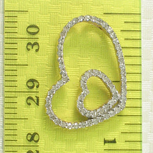 14k Yellow Gold Heart in Heart Diamond Pendant Necklace
