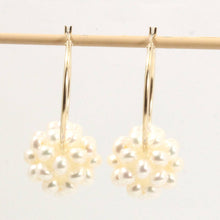 Load image into Gallery viewer, 14K Yellow Gold White Pearl Ball Hoop Earrings (15mm)