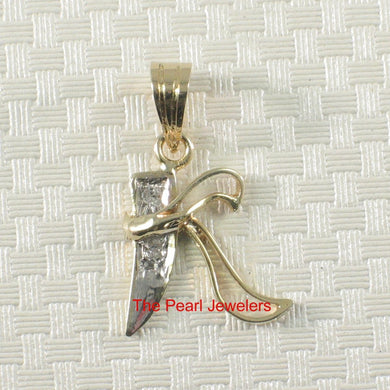 14k Yellow Gold Initial K Pendant with Diamonds