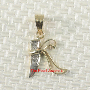 14k Yellow Gold Initial K Pendant with Diamonds