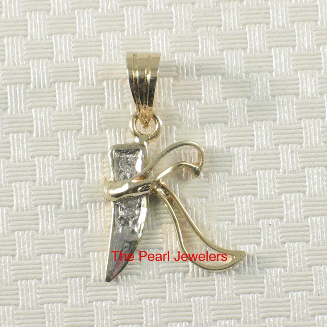 14k Yellow Gold Initial K Pendant with Diamonds