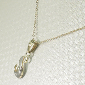 14k Yellow Gold Initial S Pendant with Diamonds