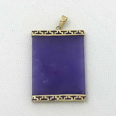 14k Yellow Gold Lavender Jade Board Pendant