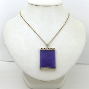 14k Yellow Gold Lavender Jade Board Pendant