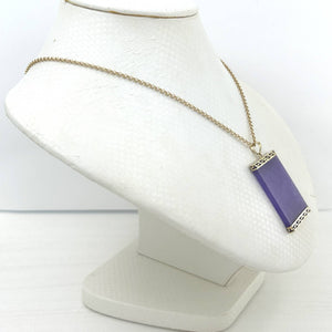 14k Yellow Gold Lavender Jade Board Pendant