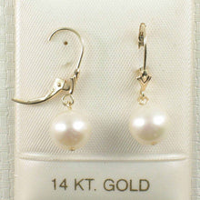 Load image into Gallery viewer, 14K White Gold Pink Pearl Leverback Dangle Earrings