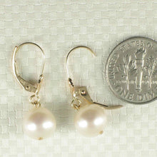 Load image into Gallery viewer, 14K White Gold Pink Pearl Leverback Dangle Earrings