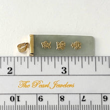 Load image into Gallery viewer, 14kt Yellow Gold “Love” “Good Luck” “Long Life” Celadon Green Jade Pendant