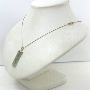14kt Yellow Gold “Love” “Good Luck” “Long Life” Celadon Green Jade Pendant