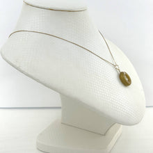 Load image into Gallery viewer, 14kt Yellow Gold Mini Donut Honey Jade Luck “Fu” Pendant Necklace