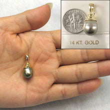 Load image into Gallery viewer, 14k Yellow Gold Ocean-Green Tahitian Pearl Pendant