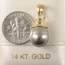 Load image into Gallery viewer, 14k Yellow Gold Ocean-Green Tahitian Pearl Pendant