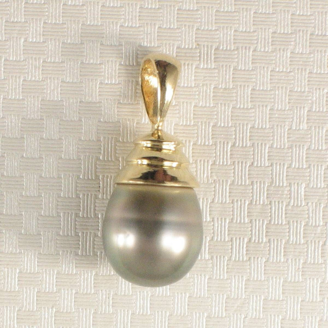 14k Yellow Gold Ocean-Green Tahitian Pearl Pendant