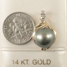Load image into Gallery viewer, 14k Yellow Gold Octopus Black Tahitian Pearl &amp; Diamond Pendant