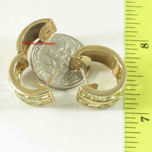 14K Yellow Gold Omega Clip Peridot Channel Setting Earrings