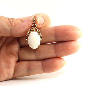 14k Yellow Gold Oval Australia Opal Pendant
