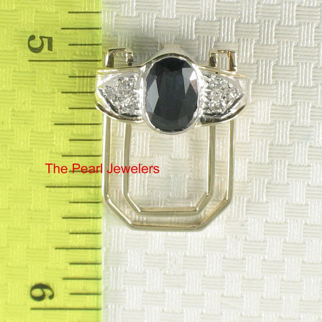 14k Yellow Gold Oval Sapphire with Diamond Halo Pendant