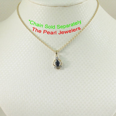 14k Yellow Gold Oval Sapphire & Diamond Pendant