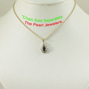 14k Yellow Gold Oval Sapphire & Diamond Pendant