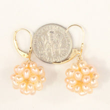 Load image into Gallery viewer, 14K Yellow Gold Pink Pearl Ball Leverback Earrings (15mm)
