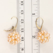 Load image into Gallery viewer, 14K Yellow Gold Pink Pearl Ball Leverback Earrings (15mm)