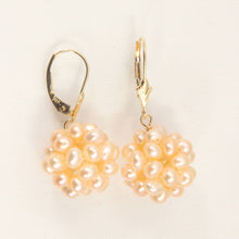 Load image into Gallery viewer, 14K Yellow Gold Pink Pearl Ball Leverback Earrings (15mm)