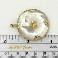 Load image into Gallery viewer, 14k Solid Yellow Gold Hawaiian Plumeria Disc Mother of Pearl Pendant Necklace