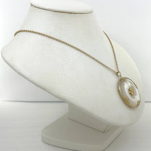 Load image into Gallery viewer, 14k Solid Yellow Gold Hawaiian Plumeria Disc Mother of Pearl Pendant Necklace