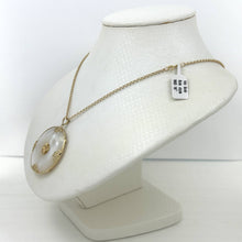 Load image into Gallery viewer, 14k Solid Yellow Gold Hawaiian Plumeria Disc Mother of Pearl Pendant Necklace