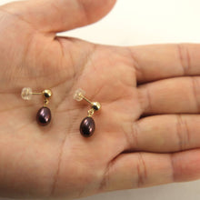 Load image into Gallery viewer, 14K Yellow Gold Raindrop Black Pearl Dangle Stud Earrings