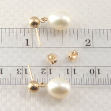 Load image into Gallery viewer, 14K Yellow Gold White Raindrop Pearl Dangle Stud Earrings
