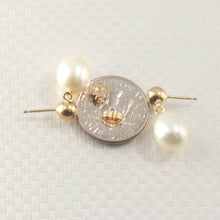 Load image into Gallery viewer, 14K Yellow Gold White Raindrop Pearl Dangle Stud Earrings