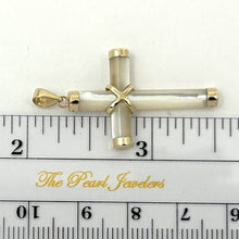 Load image into Gallery viewer, 14k Yellow Gold Religious Cross Mother of Pearl Pendant