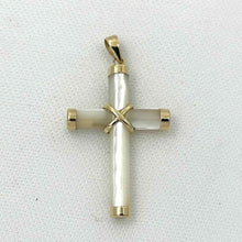 Load image into Gallery viewer, 14k Yellow Gold Religious Cross Mother of Pearl Pendant