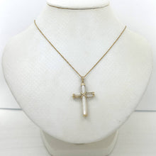 Load image into Gallery viewer, 14k Yellow Gold Religious Cross Mother of Pearl Pendant
