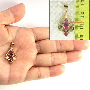 14k Yellow Gold Ruby & Diamond Pendant – Unique Design