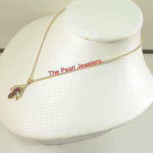 14k Yellow Gold Ruby & Diamond Pendant – Unique Design