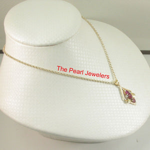 14k Yellow Gold Ruby & Diamond Pendant – Unique Design