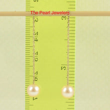 Load image into Gallery viewer, 14K Yellow Gold Peach Pearl Threader Chain Earrings