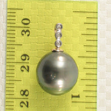 Load image into Gallery viewer, 14k Yellow Gold Triple-Diamond Bale &amp; Black Tahitian Pearl Pendant