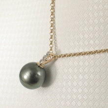 Load image into Gallery viewer, 14k Yellow Gold Triple-Diamond Bale &amp; Black Tahitian Pearl Pendant