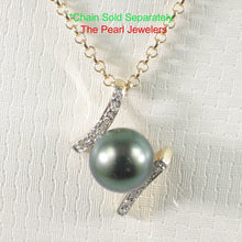 Load image into Gallery viewer, 14k Yellow Gold Twin-Bar Black Tahitian Pearl Pendant