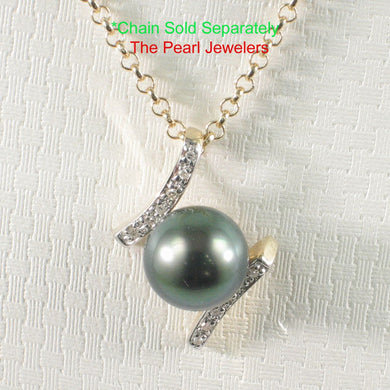 14k Yellow Gold Twin-Bar Black Tahitian Pearl Pendant