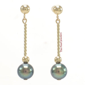 14K Yellow Gold Twist Tube Tin-Cup Pearl Earrings – Mixed Colors