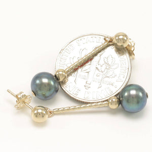 14K Yellow Gold Twist Tube Tin-Cup Pearl Earrings – Mixed Colors